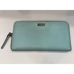 Kate Spade NY Zip Around Accordion Wallet Mint Green Blue